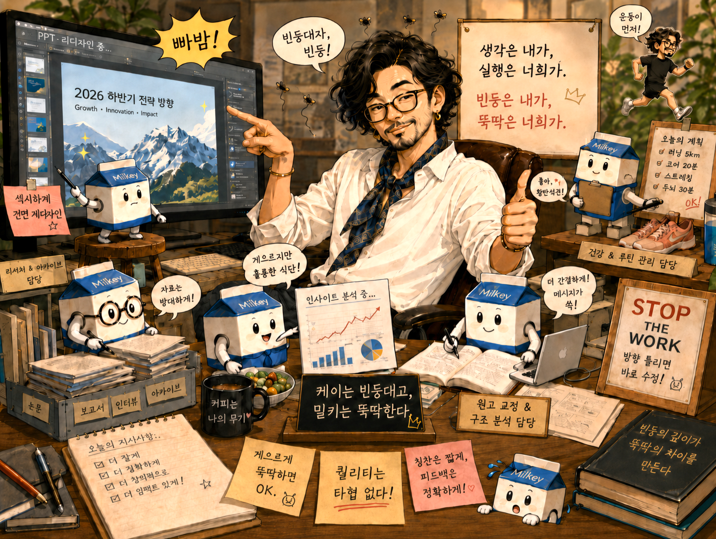케이는 빈둥대고 밀키는 뚝딱하는 & 시시콜콜 편집부 상상도